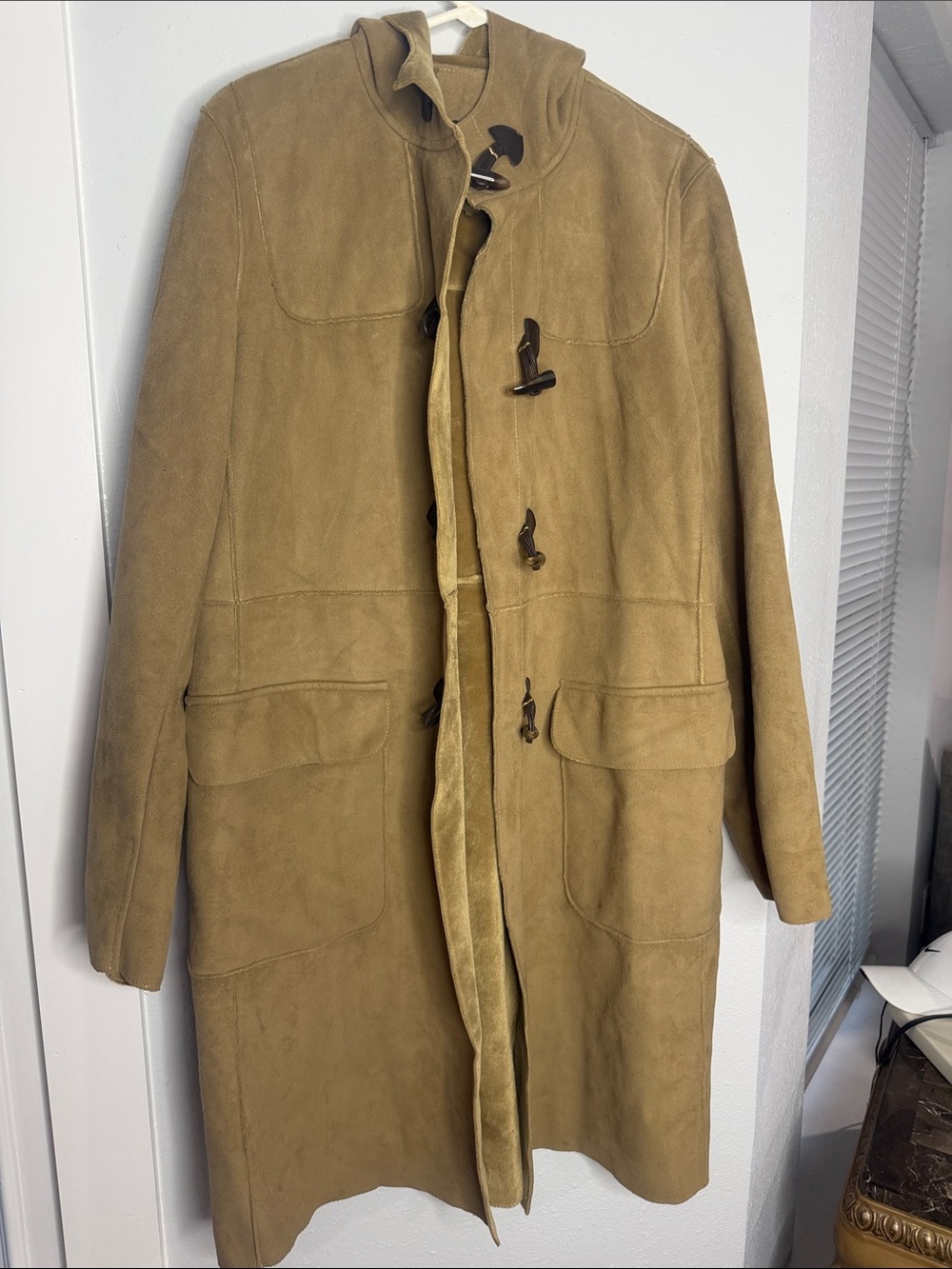 Harve Benard Tan Suede Toggle Trench Coat